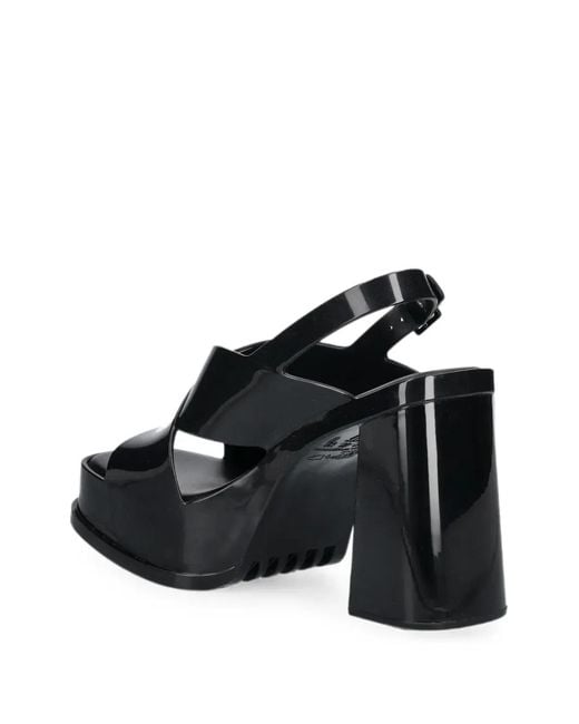 Melissa Black Dance Platform Crossover-Strap Pumps