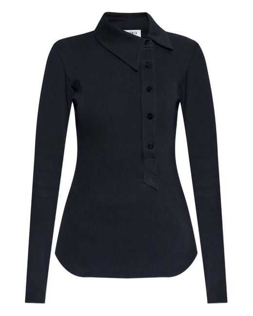 The Attico Blue Buttoned Collared Polo Top