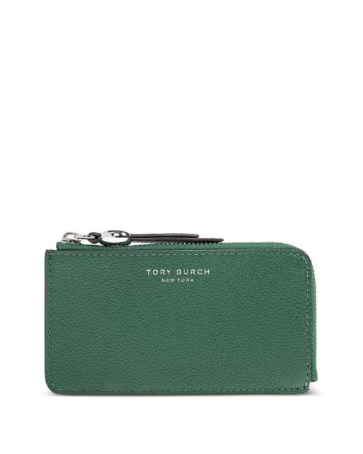 Tory Burch Green Zip Leather Wallet