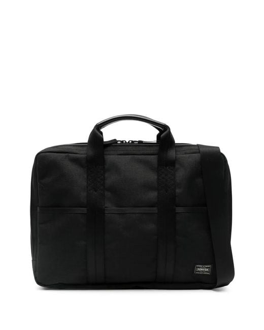 Porter-Yoshida and Co Black Top Handle Laptop Bag for men