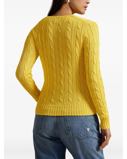 Polo Ralph Lauren Yellow Cable-Knit Crew-Neck Sweater