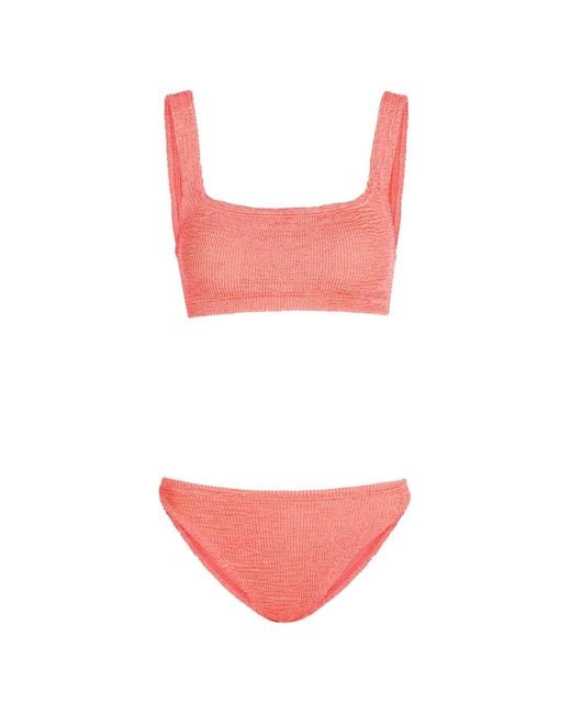 Hunza G Pink Xandra Crinkle-Effect Bikini