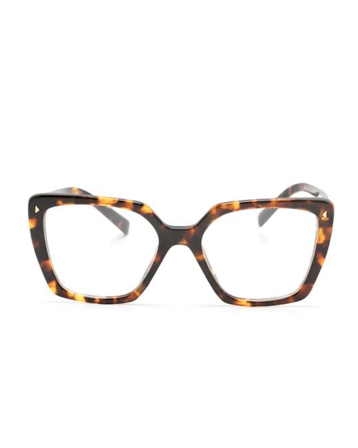 Prada Brown Square-Frame Tortoiseshell-Effect Glasses