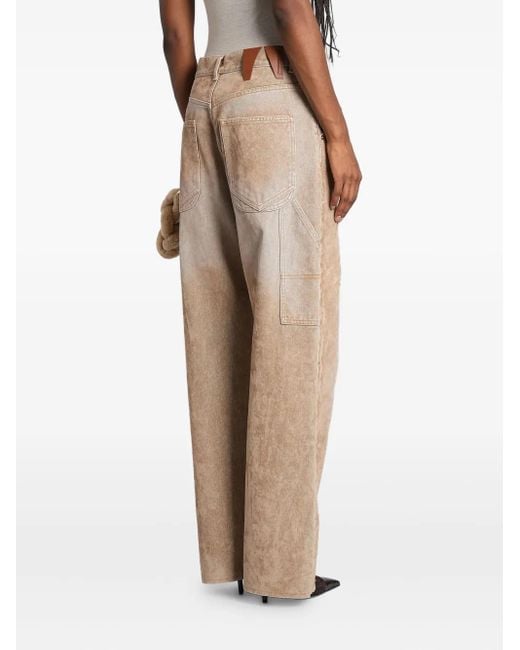 DARKPARK Natural Side-Embellishment Bleached Wide-Leg Jeans