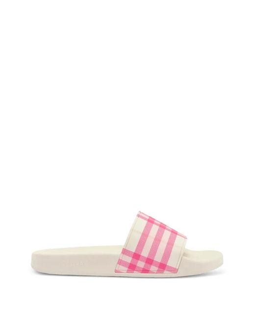 Burberry Pink Check Slides