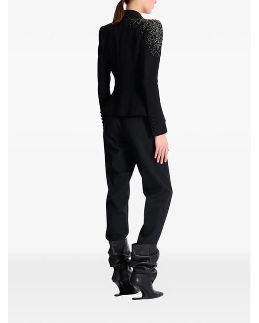 Balmain Black Amethyst Embroidered Crepe Jacket