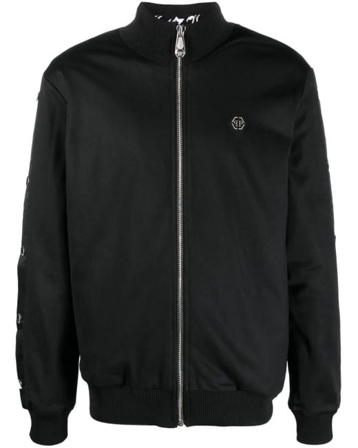 Philipp Plein Black Appliqué-Detail Bomber Jacket for men