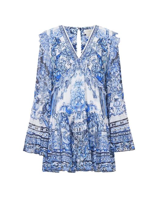 camilla blue and white dress Nantucket Dress | Midi Taffeta Dress