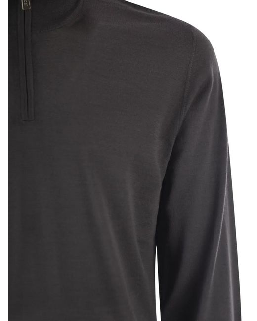 Fedeli Black Long-Sleeves Sweater for men