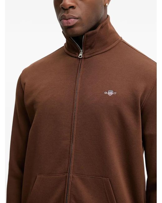 Gant Brown Zip-Up Sweater for men