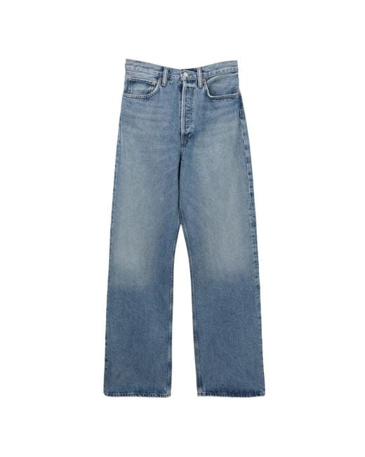 Agolde Blue Jean Ample À Effet Usé