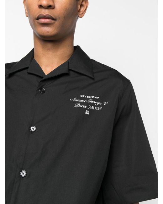 Camisa con logo bordado y manga corta Givenchy de hombre de color Black