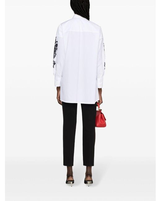 Dolce & Gabbana White Lace-trim Cotton Shirt