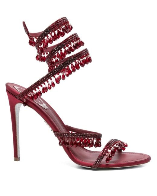 Rene Caovilla Pink 110Mm Embellished Satin Heeled Sandals