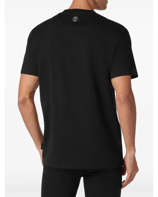 Philipp Plein Black T-Shirt Round Neck Ss Skull & Bones for men