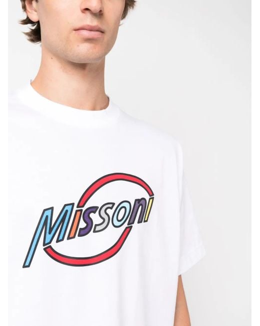 Missoni White Logo-Print Cotton T-Shirt for men