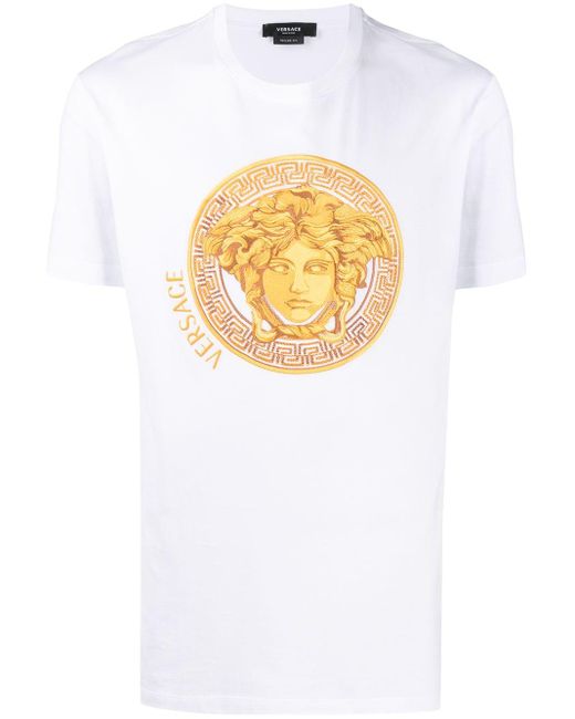 Camiseta con bordado de cabeza de Medusa Versace de hombre de color Blanco  | Lyst