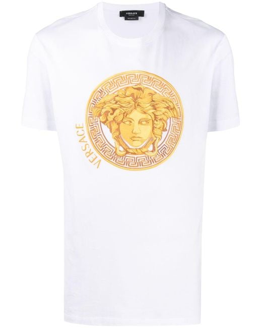 Camiseta con bordado de cabeza de Medusa Versace de hombre de color Blanco  | Lyst