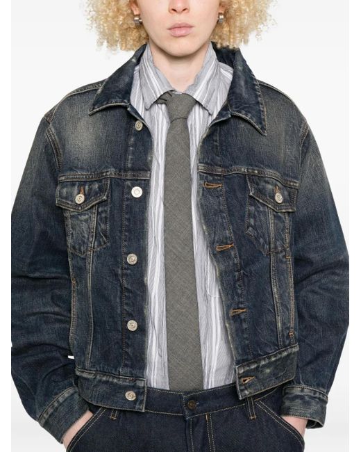 Chaqueta vaquera con hombros descubiertos Balenciaga de color Blue