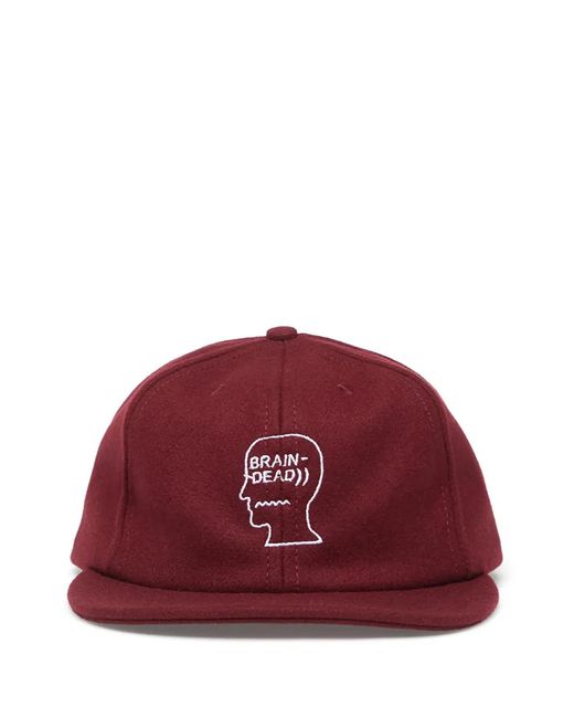 Brain Dead Red Classic Logohead 6-Panel Baseball Hat