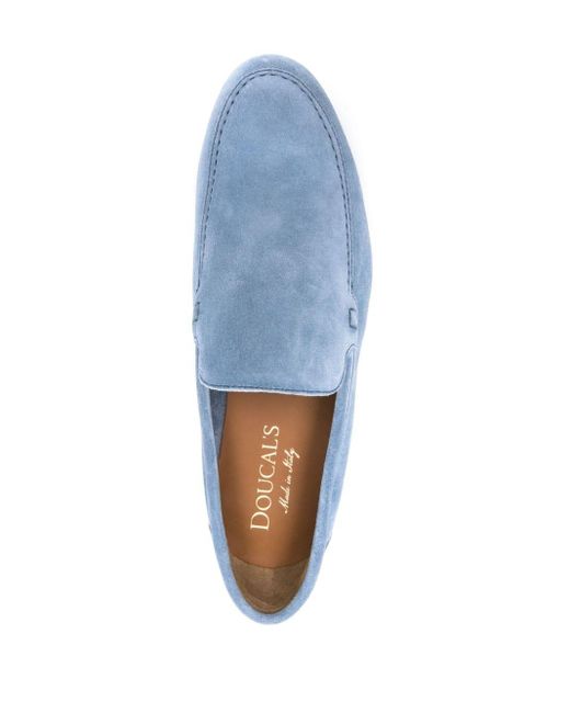 Doucal's Blue Round-toe Suede Loafers for men