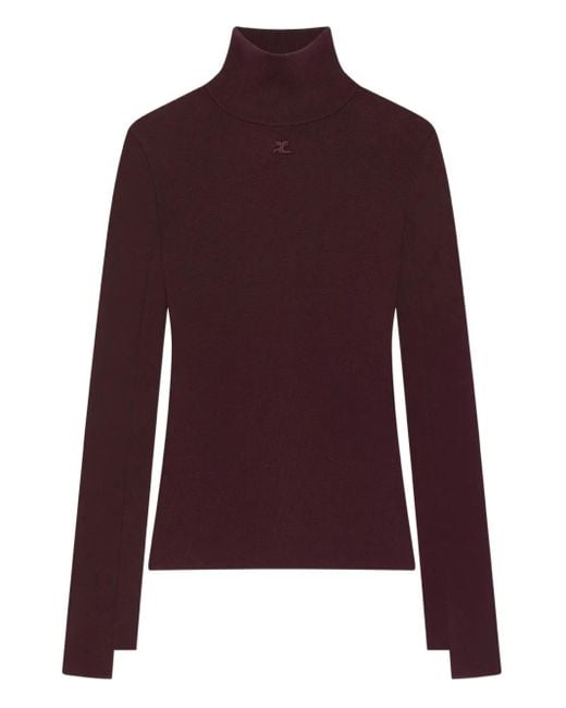 Courreges Purple Mock-Neck Long-Sleeve Sweater