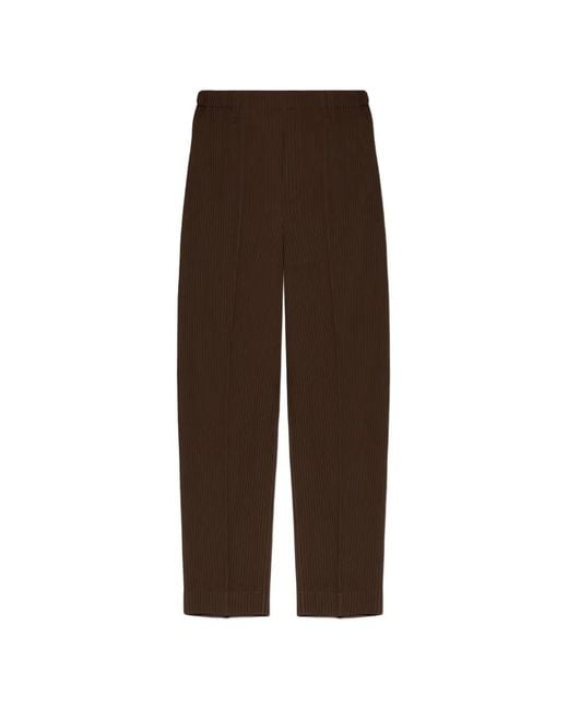 Homme Plissé Issey Miyake Brown Pantalon Tuxedo À Design Plissé for men