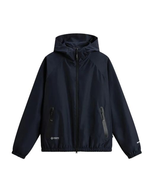 Giacca A Vento Con Cappuccio di Woolrich in Blue da Uomo