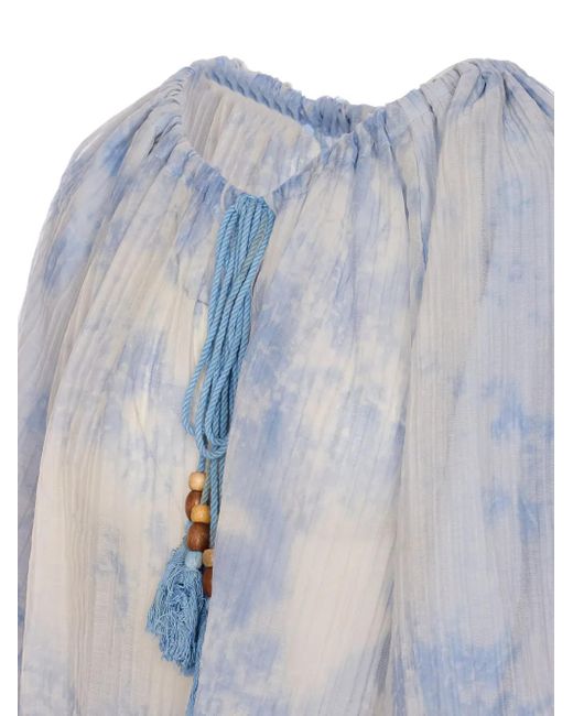 ELEH Pleated Blouse Blue
