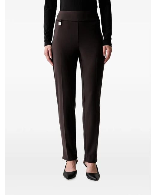 Joseph Ribkoff Black Logo-Plaque Slim-Fit Trousers