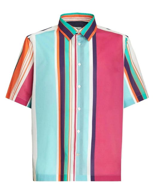 Etro Pink Vertical-Stripe Shirt for men