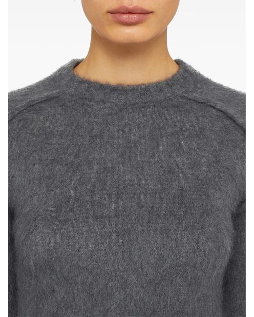 Jil Sander Gray Virgin Wool And Silk Sweater With Brushed Finish