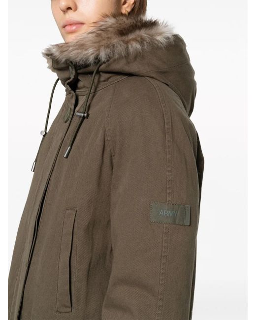 Yves Salomon Green Shearling-Trim Hooded Parka