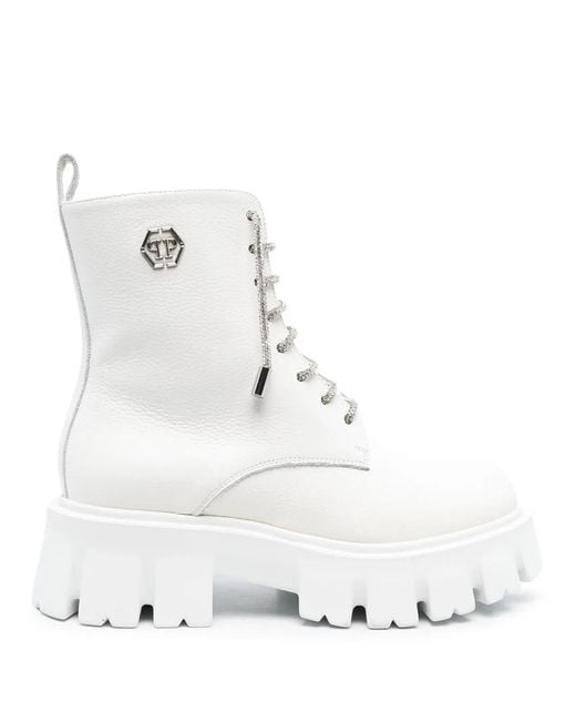 Botas con placa del logo Philipp Plein de color White