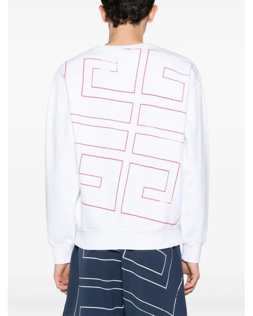 Givenchy White 4G Printed Cotton Sweatshirt for men