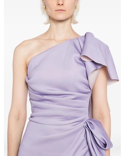 Saiid Kobeisy Purple Draped Flared Dress