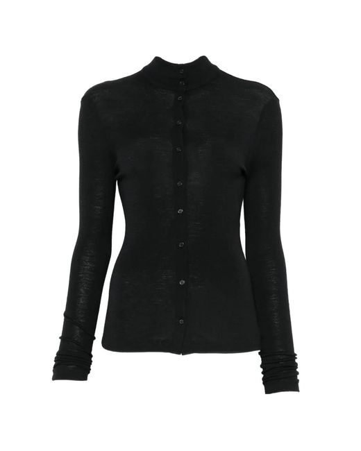 Alysi Black Button-Up Turtleneck Sweater
