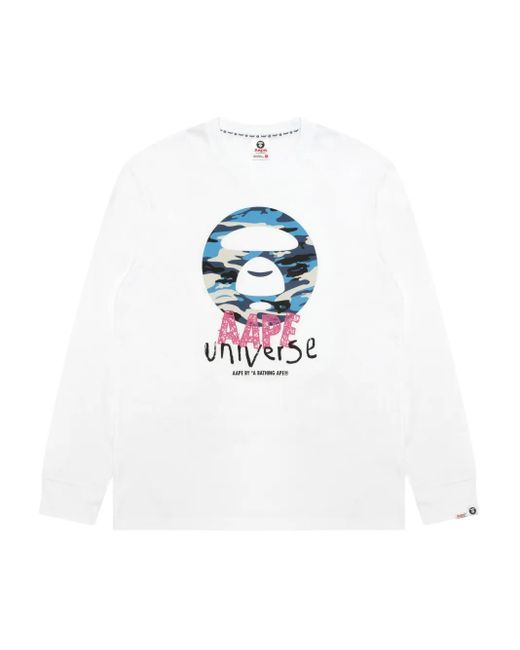 Sudadera con cuello redondo Aape By A Bathing Ape de hombre de color White