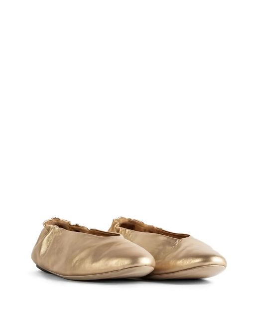 Marsèll Natural Strascico Elastic-Trim Leather Ballet Flats