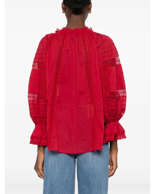 Blusa Con Bordo Di Pizzo di Alice + Olivia in Red
