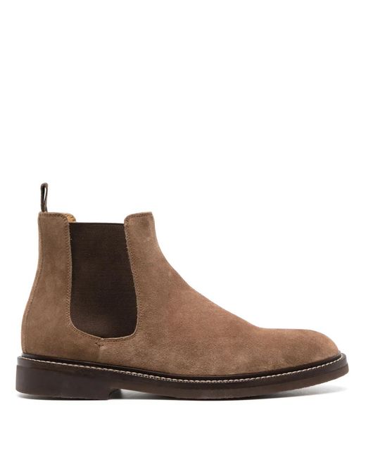 Brunello Cucinelli Brown Leather Chelsea Boots for men