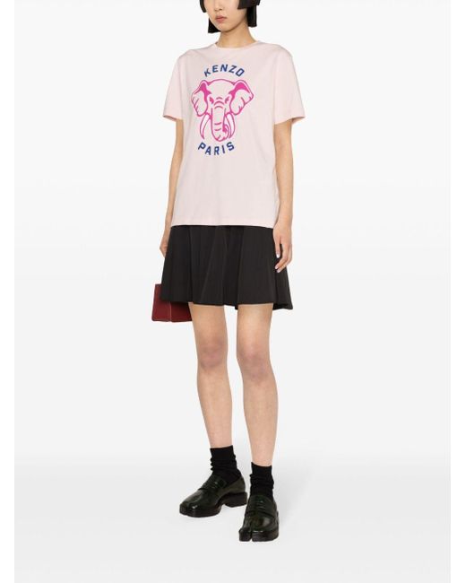 KENZO Pink T-Shirt mit Elefanten-Print