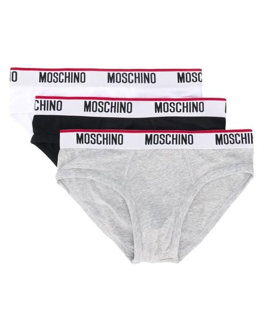 Moschino Drie Slips Met Logoband in het White voor heren