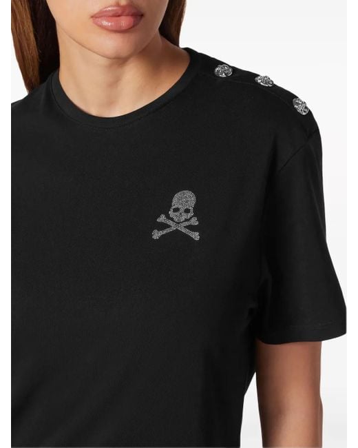 Philipp Plein Black Skull-Embellished Cotton T-Shirt