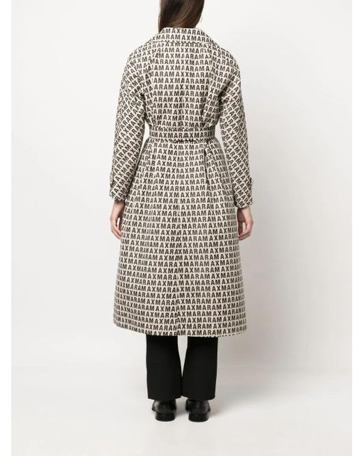 Max Mara Gray Mantel Mit Monogramm-Print