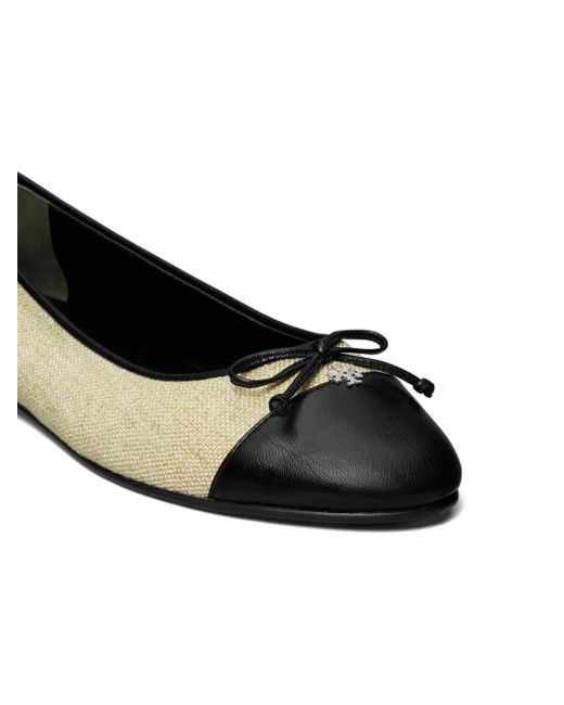 Tory Burch Brown Cap-Toe Bow Ballet Flats