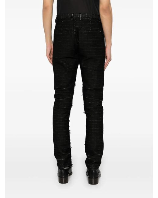Label Under Construction Black Distressed Trousers for men