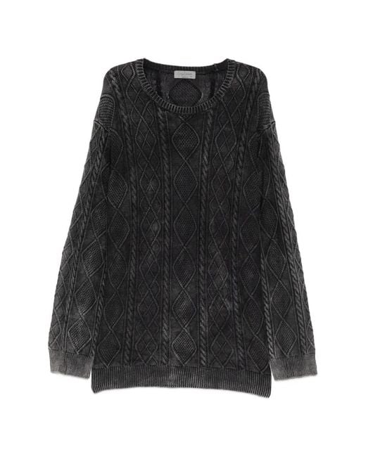 Yohji Yamamoto Black Alan Cable-Knit Sweater for men