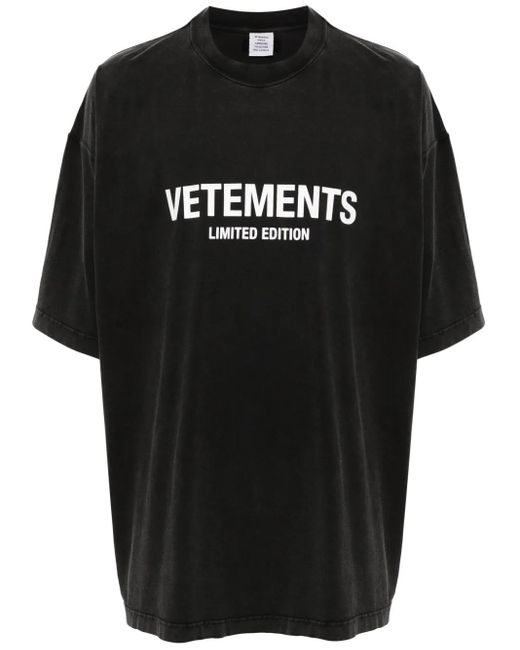 Vetements Black T-Shirt Mit Logo-Print