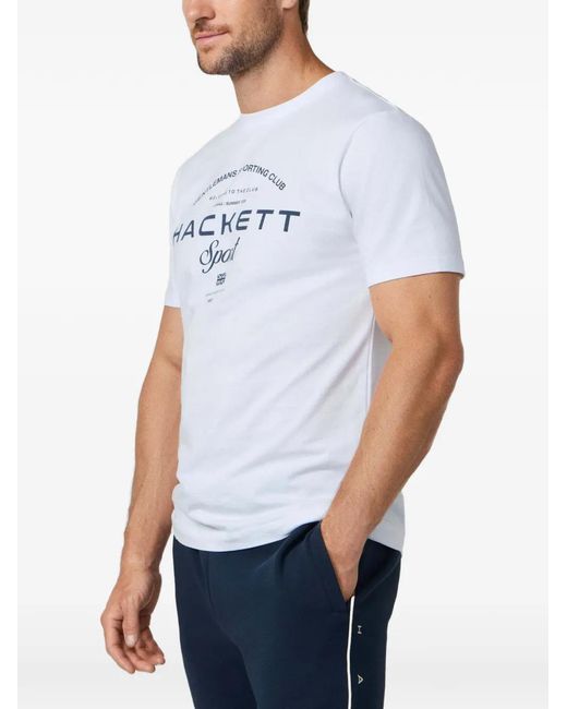 Hackett White Logo-Print Cotton T-Shirt for men